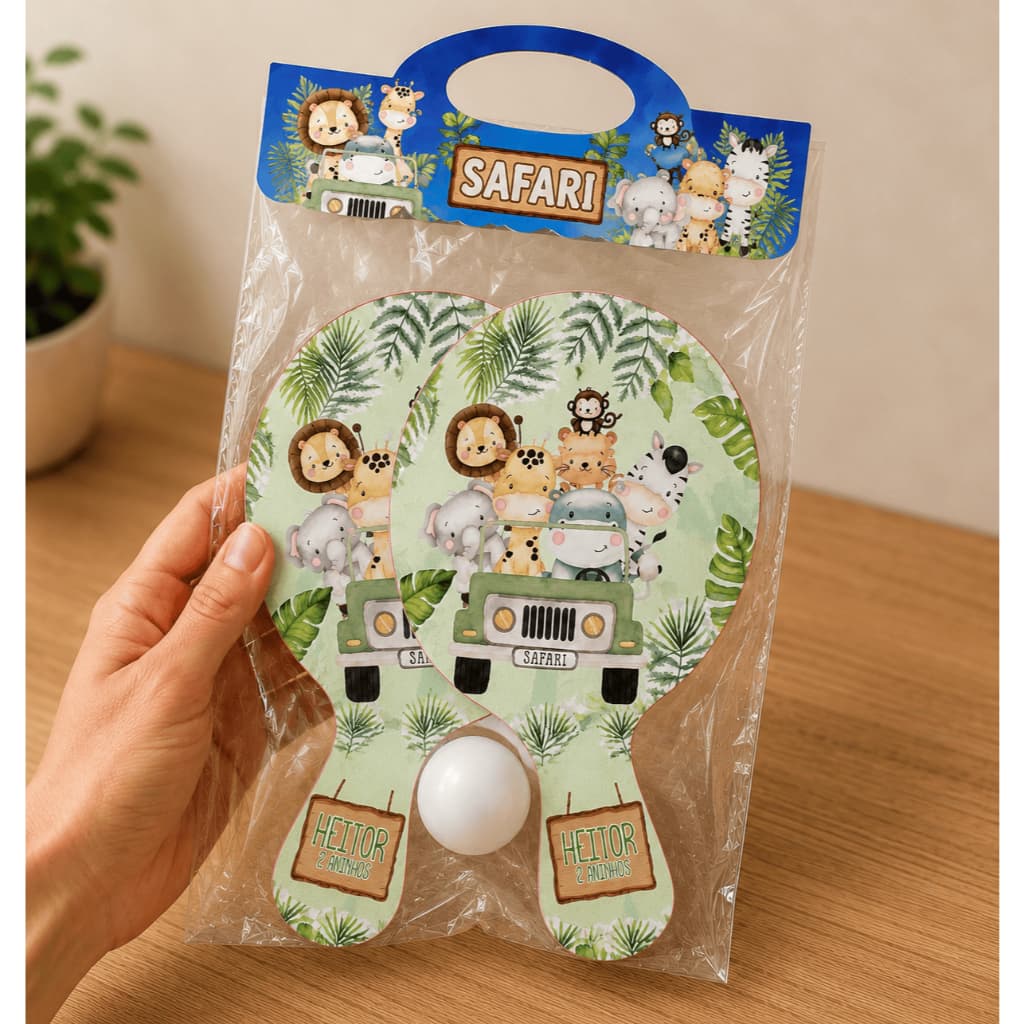 Raquete Personalizada Safari Ping Pong Lembrancinha Aniversário