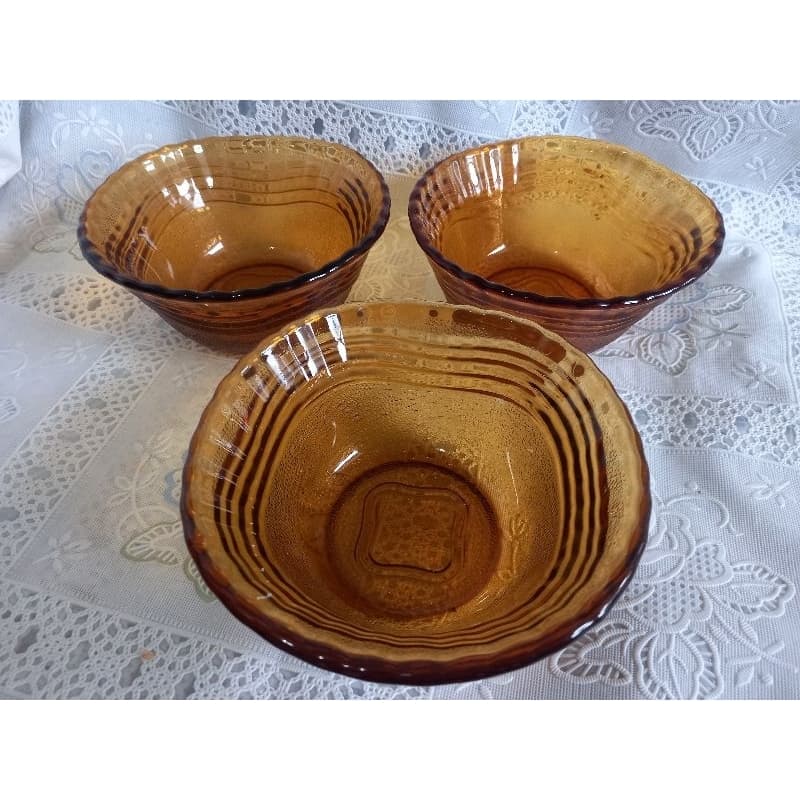 3 taças de sobremesa wheaton barroco âmbar (ab)