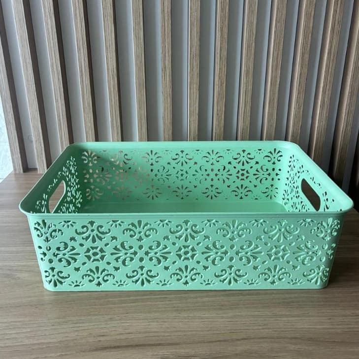 KIT com 3 Cesto Sem Tampa- Cesta Oriental Verde -  7 LITROS – Organizadores Organizadora Multiuso Verde