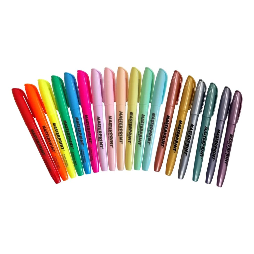Kit de marca textos com 6, 12 ou 18 cores. Neons, pasteis e metalicos com gliter