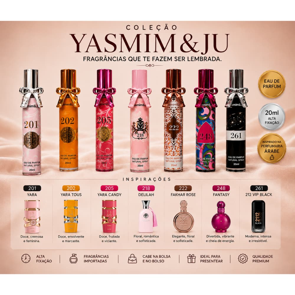 Perfume Feminino de Bolsa Yasmim&Ju 20ml | Inspirado em Perfumes Importados e Árabes | Alta Fixação