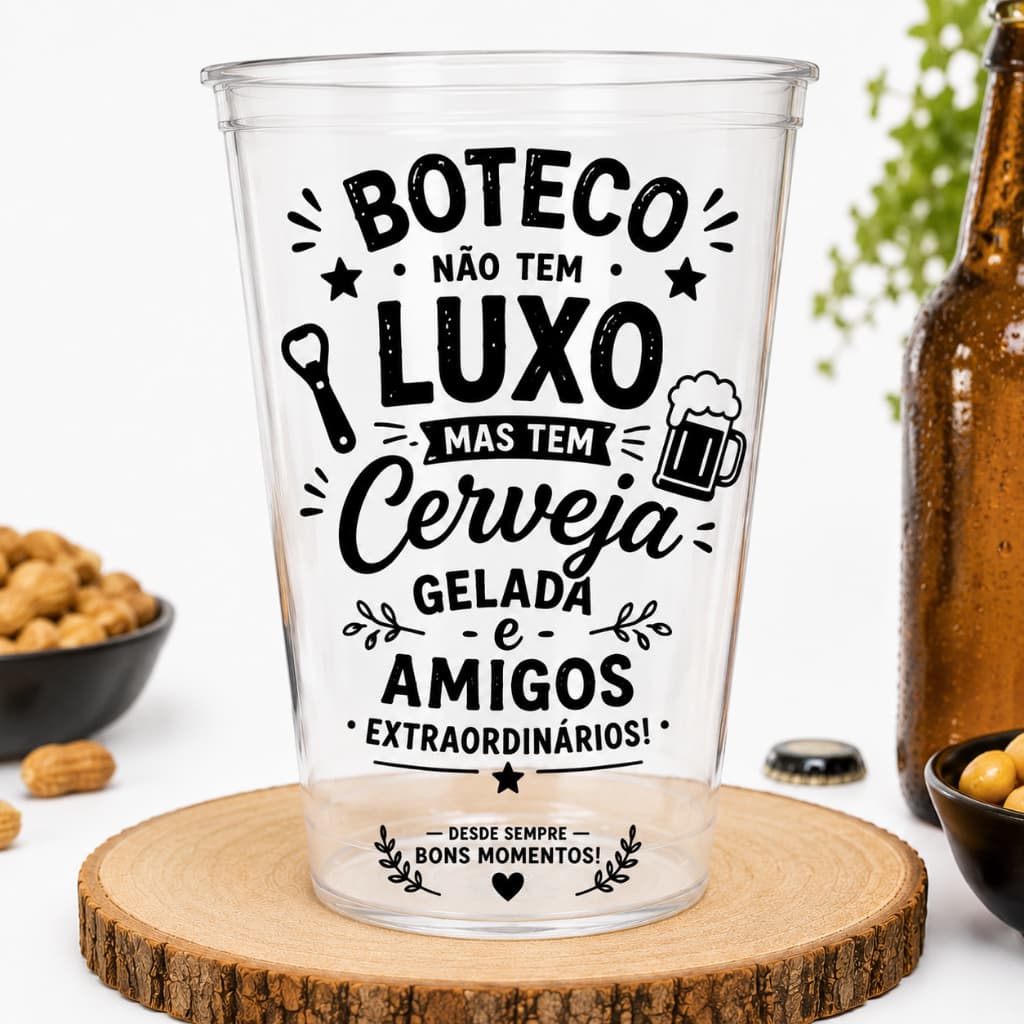 Copo Descartável Personalizado Boteco 330ml | Copo Premium para Churrasco, Cerveja e Resenha | 50, 100, 200 e 300 Unidad
