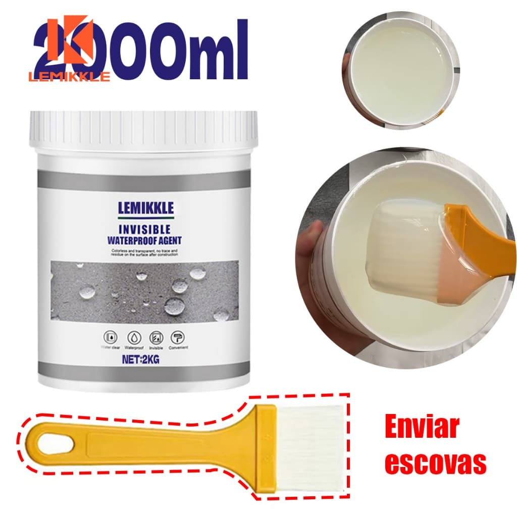 LEMIKKLE - Invisível Impermeável 300ML/500ML/1000ML/2000ML Agente De Revestimento Transparente Anti-Vazamento + brush