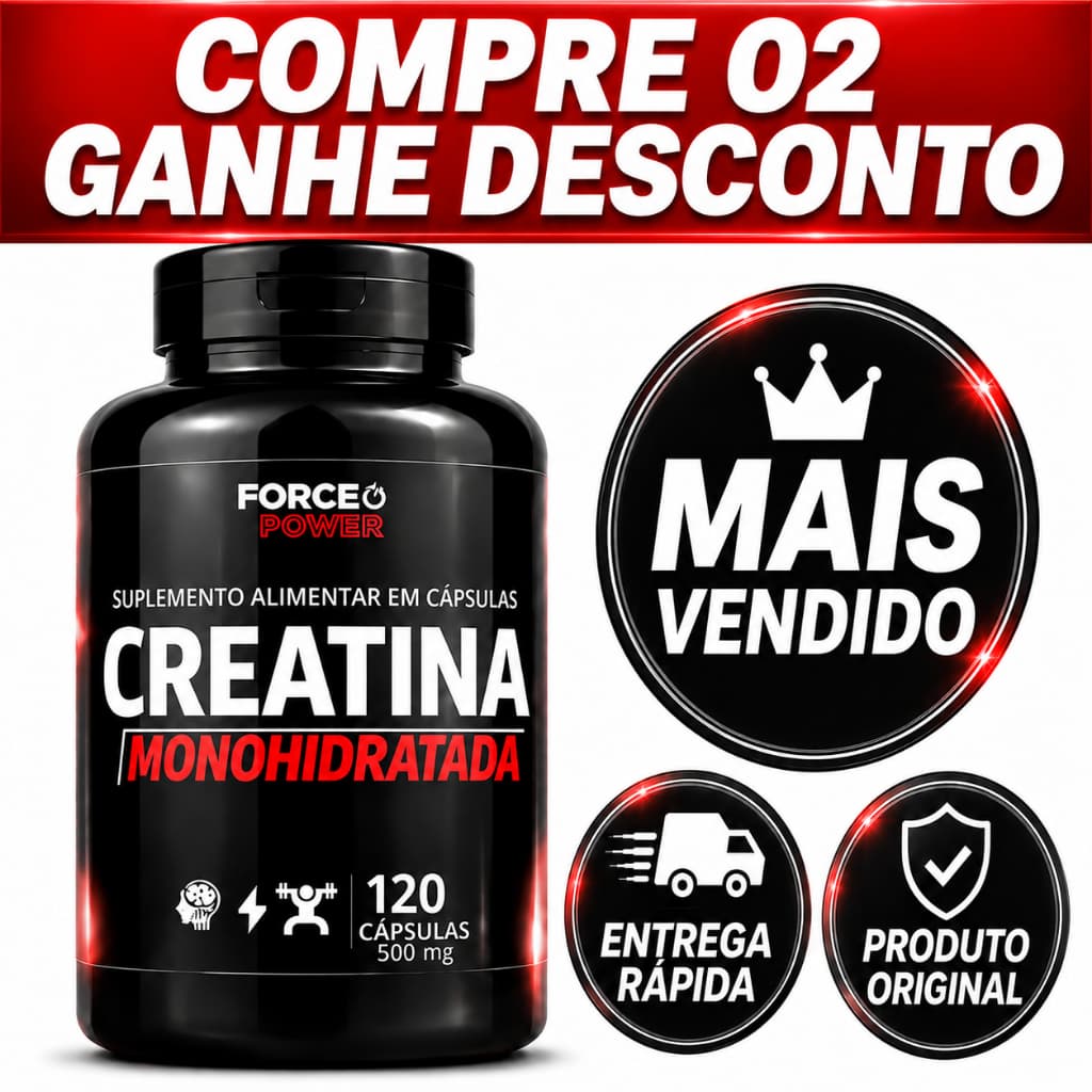 CREATINA MONOHIDRATADA Original 120 Cápsulas 500 mg - ENVIO IMEDIATO