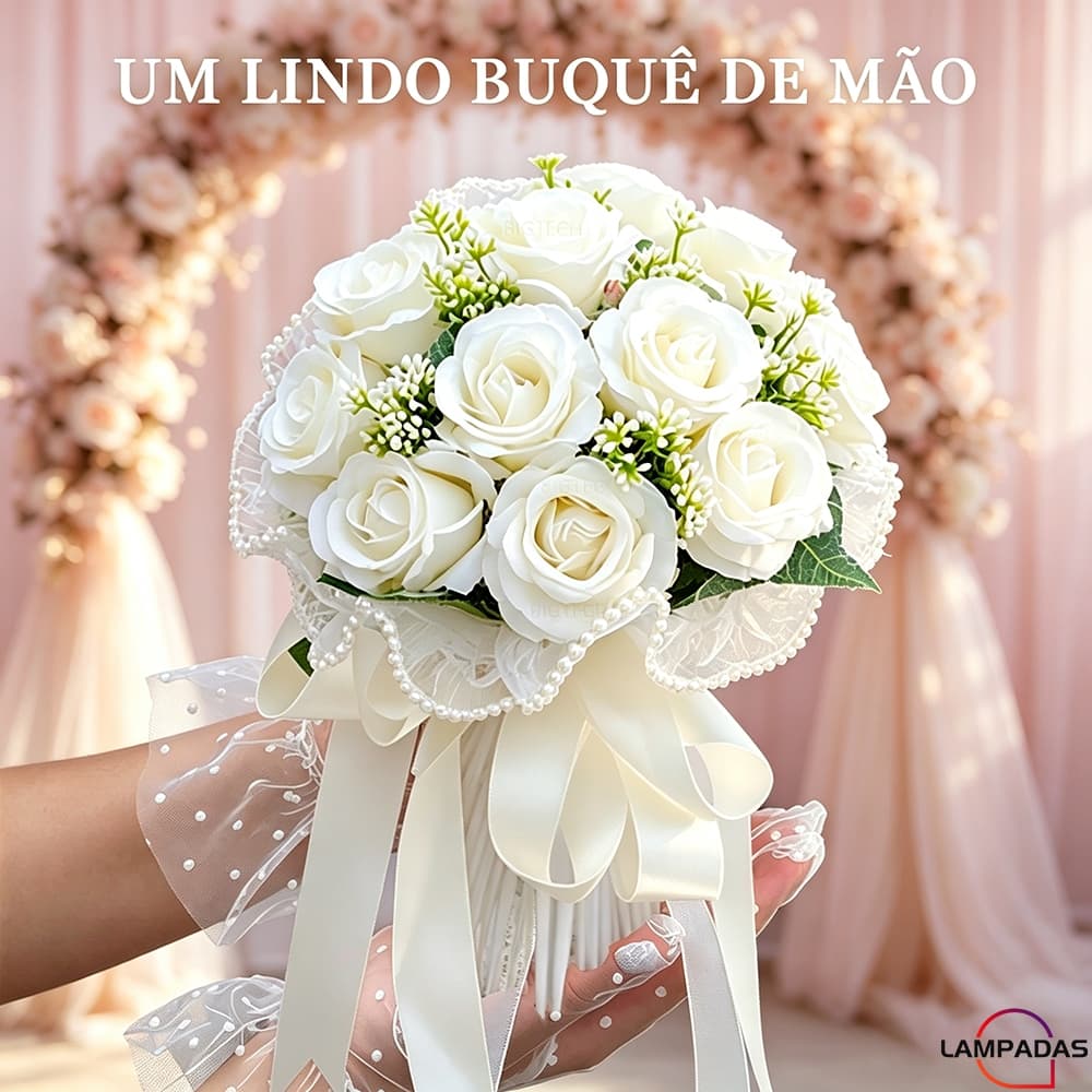 Buquê De Noiva Com 11 Rosas Flores Artificiais De Tecido Para Casamento Pedido De Noivado E Dia Dos Namorados