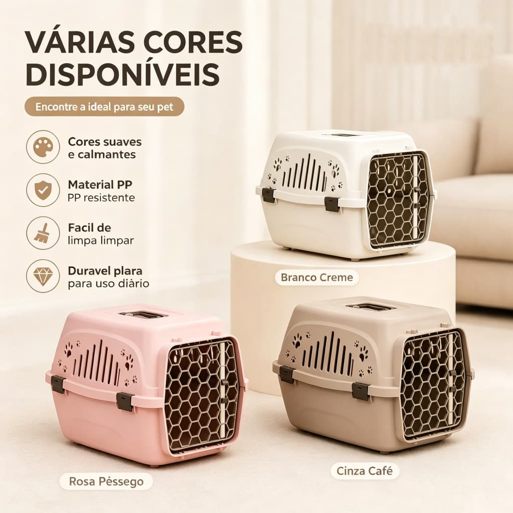 Caixa de Transporte para Gatos e Cães Pet Carrier Viagem Segura