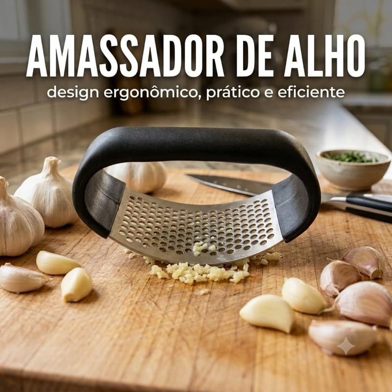 Espremedor Amassador de alho em Aço Inox Cozinha