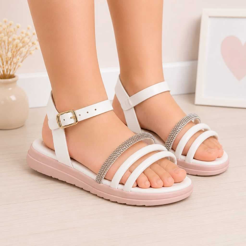 Sandália Infantil Feminina Aurora Brilho Strass Glitter Worldcolors