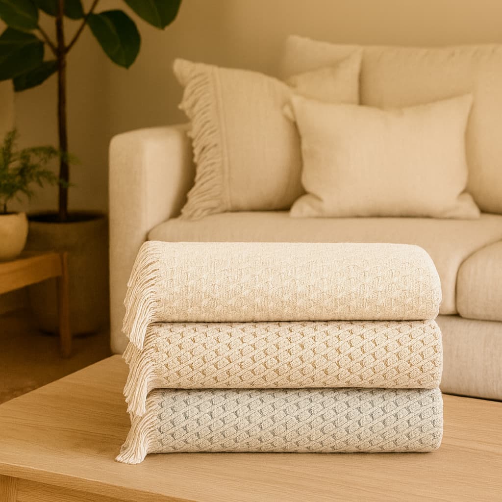 Manta 100% Algodão Colmeia 2,30M X 2,40M Sofá Cama Queen Casal Poltrona Banco Macia e Decorativa