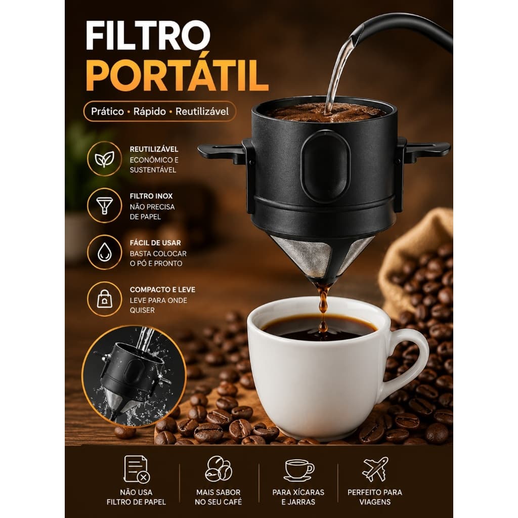 Mini Filtro Coador Café Chá Reutilizavel Individual