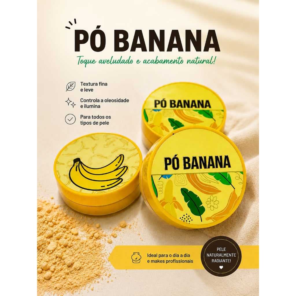 Pó Banana Fenzza Facial Solto Finalizador Efeito Matte Acabamento Aveludado Controle da Oleosidade