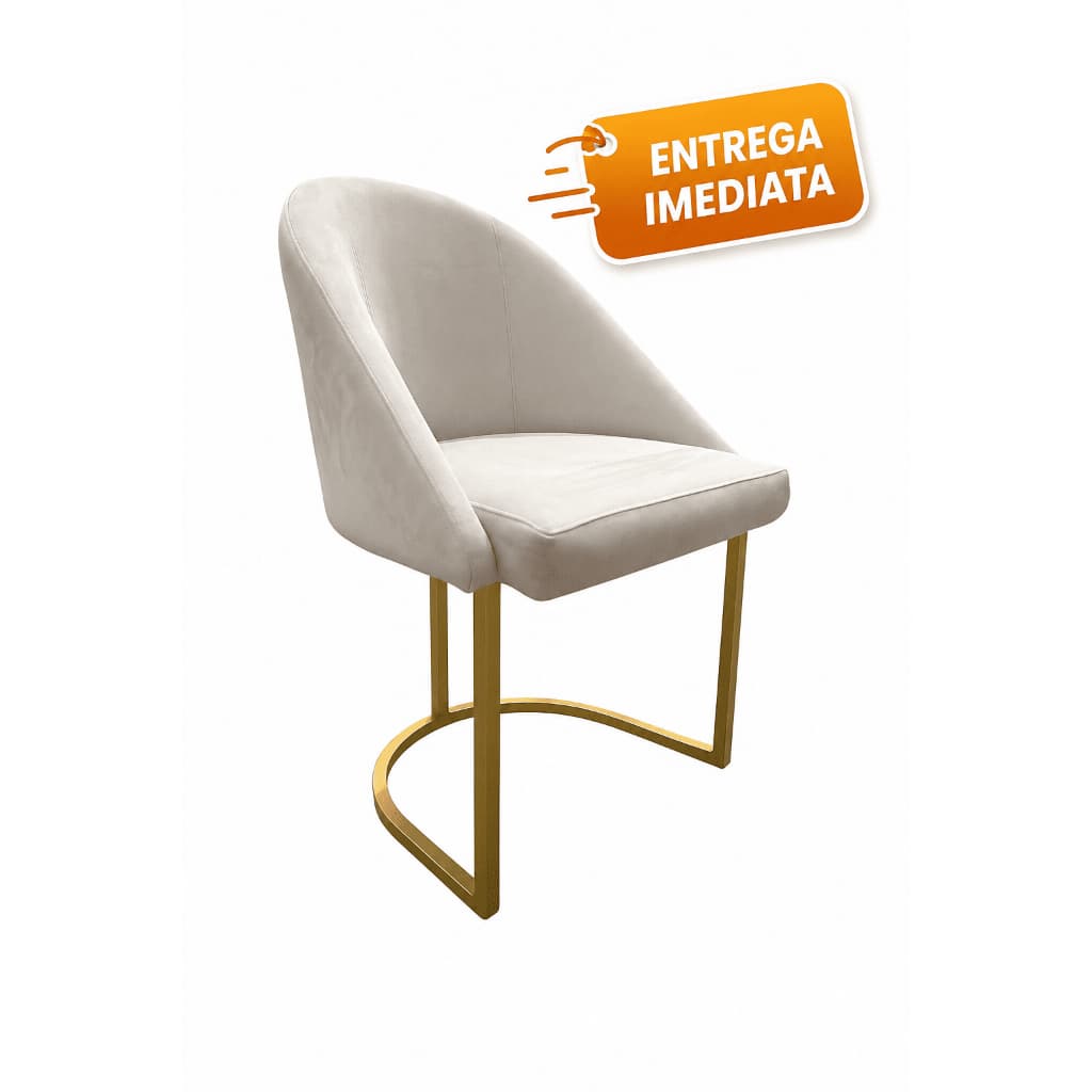 cadeira poltrona decorativa lua veludo bege base metálica Gold/penteadeira/sala/jantar/escrivaninha