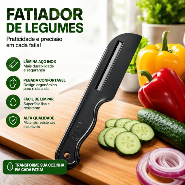 Fatiador Manual Corte Fino de Legumes | Mandoline Aço Inox Cortador de Batata Pepino Cenoura