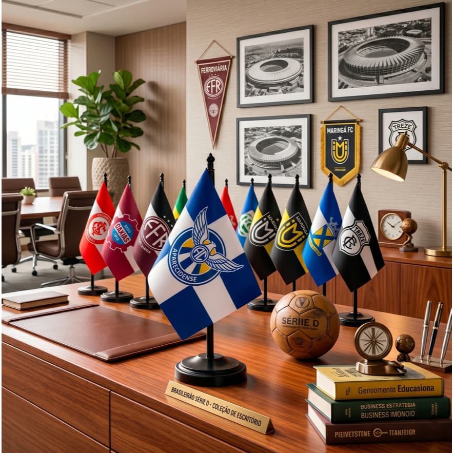 Bandeira de Mesa com Suporte Serie D Times Brasileiros Torcedor Decoração Escritório Promoção