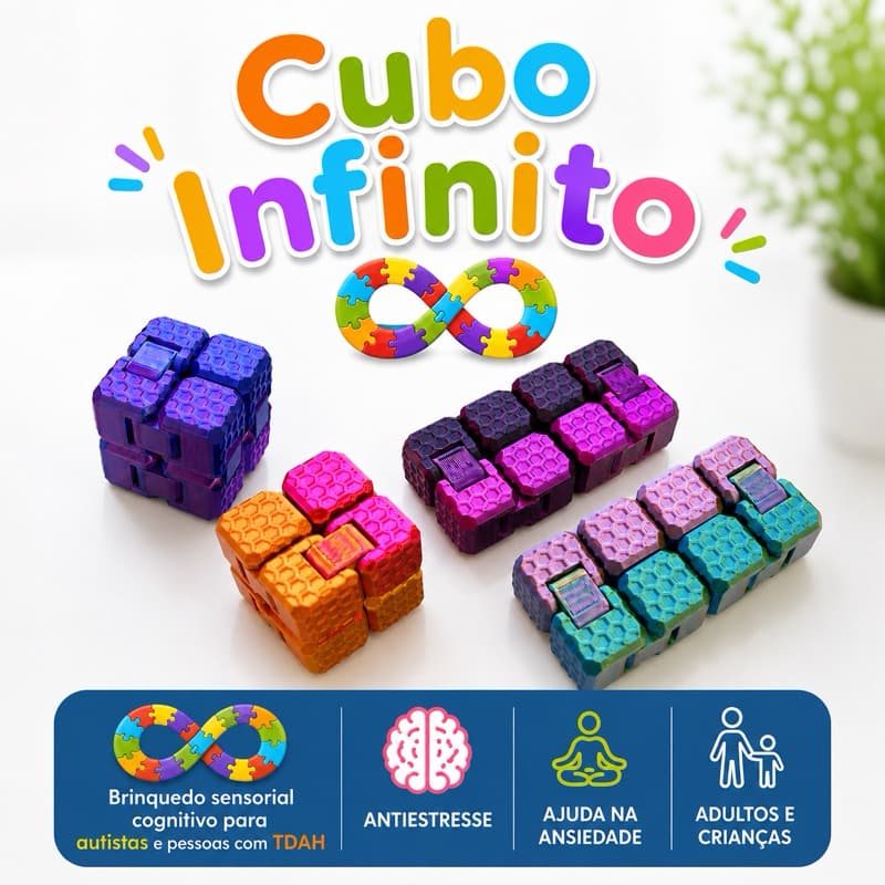 Cubo Infinito sensorial Recurso para o Alivio da Ansiedade, Antiestresse - Auxílio TDAH Autismo Foco Findget Brinquedo