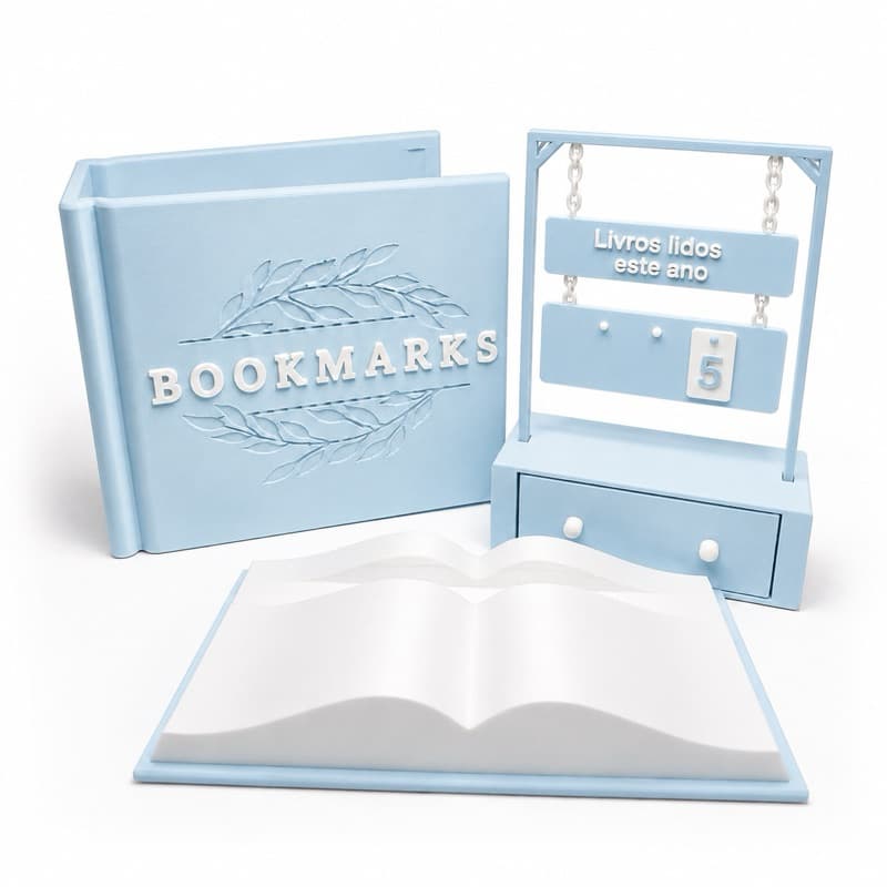 Kit Literario Suporte para Kindle Porta Bookmark Contador de Livros Anual Decoracao Geek Literario Book