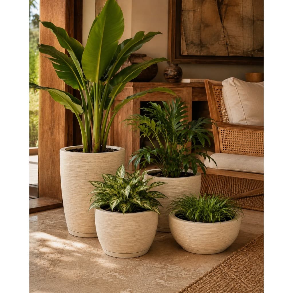 Kit 4 Vasos Plantas Polietileno Grande Leve Decorativo