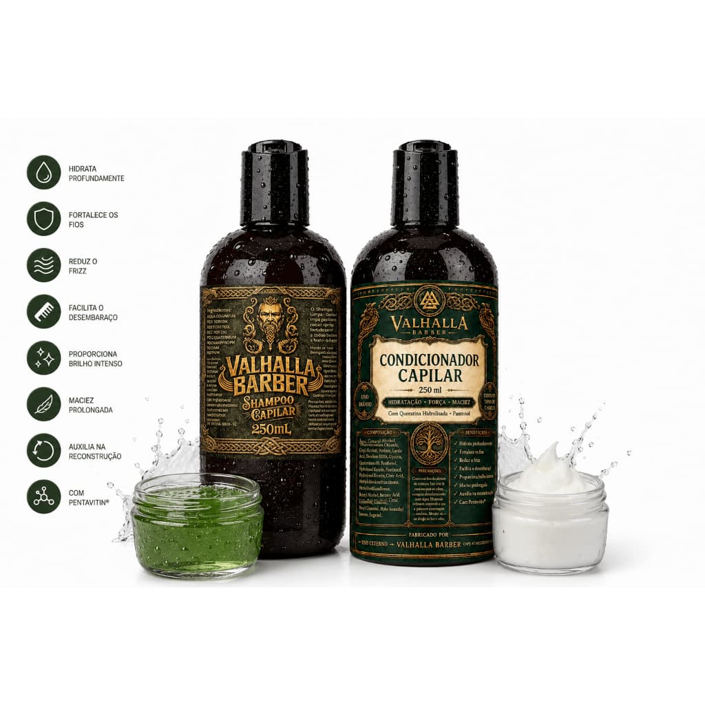 Kit Capilar Shampoo + Condicionador Masculino 500ml total Valhalla Barber