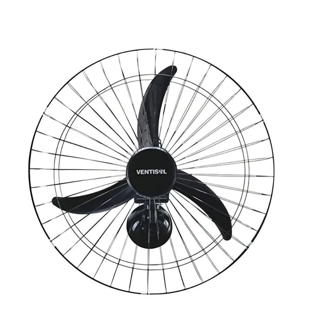 Ventilador Ventisol Profissional New Osc Parede 60cm Negro 3 Pás Plástico 127v
