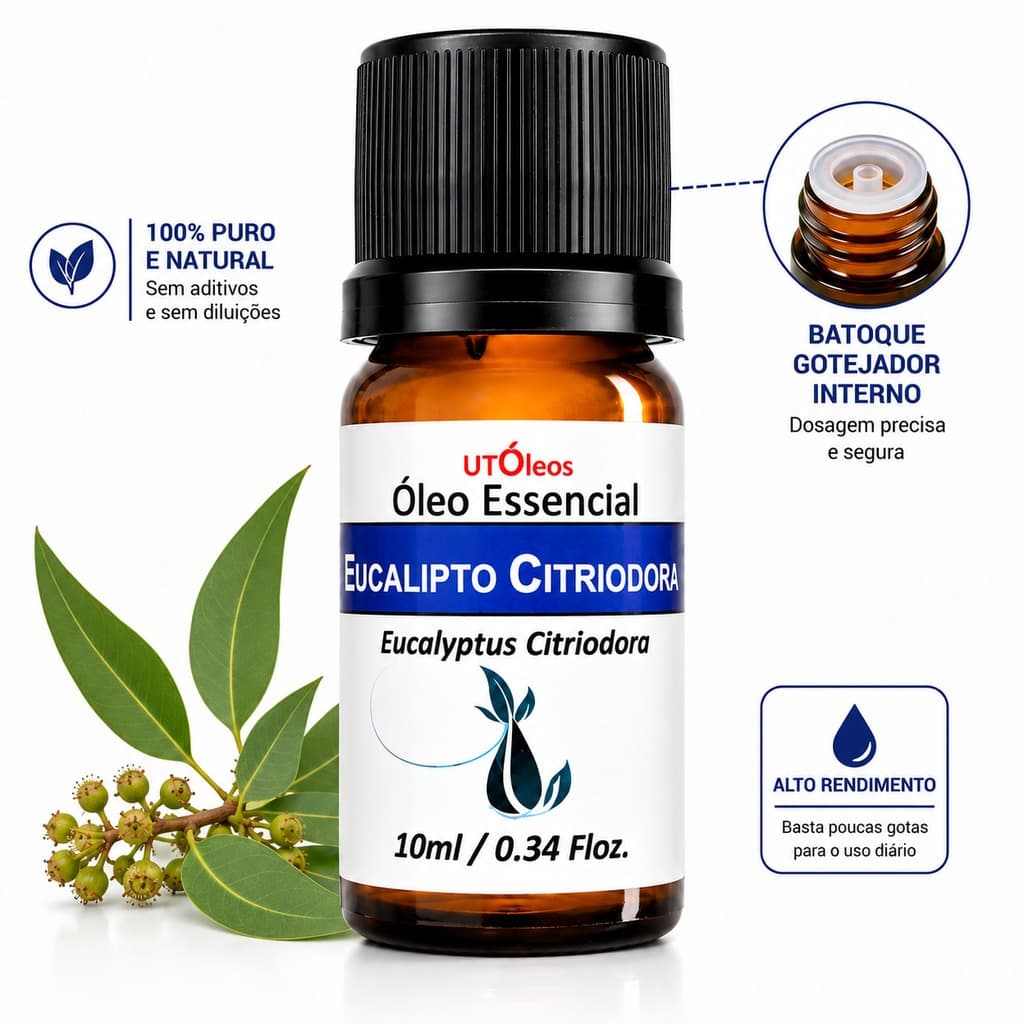 Oleo Essencial Eucalipto Citriodora 10ml Puro Natural Aromaterapia Massagem Difusor Ultrassonico