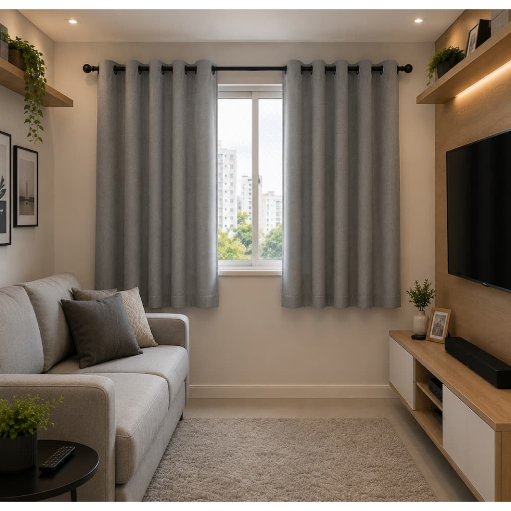 Cortina de Sala/Quarto BRANCO 3,00 x 1,60 Pequena Oxford