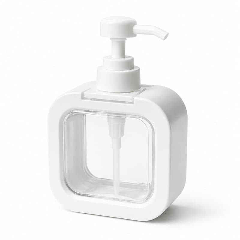 Organizador Dispenser Porta Detergente ou Sabonete Líquido 500ml – Frasco Transparente com Válvula Pump Branco