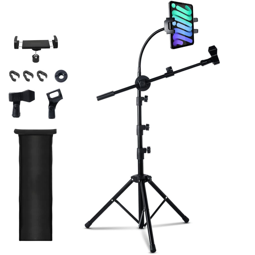 Suporte Microfone Tripé Girafa Com Suporte Celular/tablet