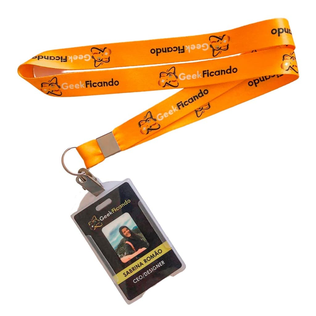 Cordões Personalizados 20mm + Crachá Pvc + Protetor de Crachá Transparente