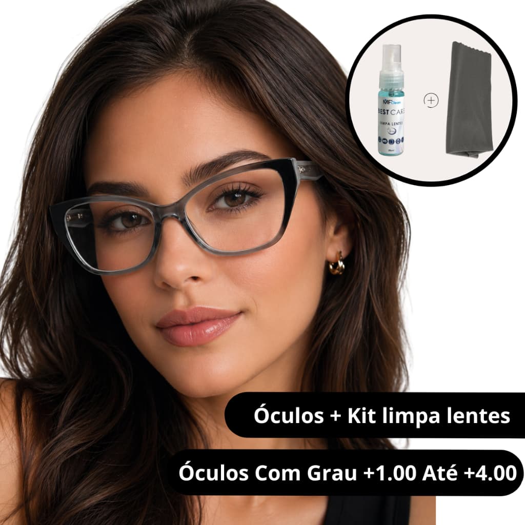 Óculos de Grau Feminino Armação Leve Moderna + Kit Limpeza