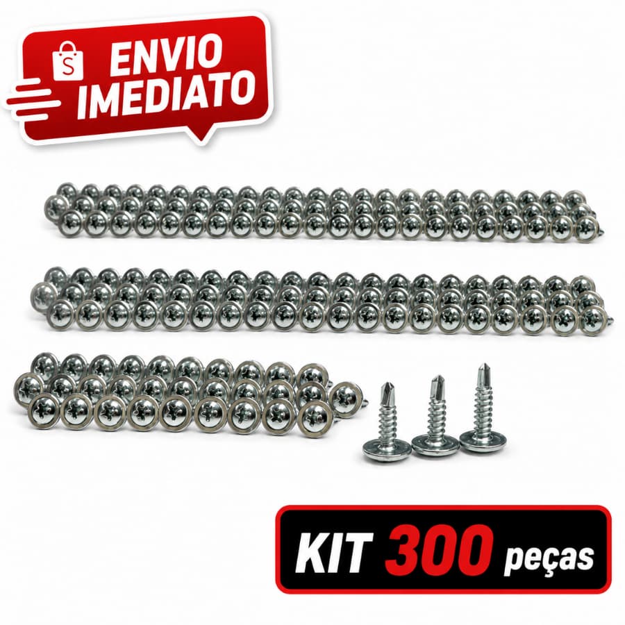Parafusos Auto Brocante Flangeado Para Ferro Gazzopar Zincado 4,2x13 4,2x16 4,2x19 KIT 300 peças