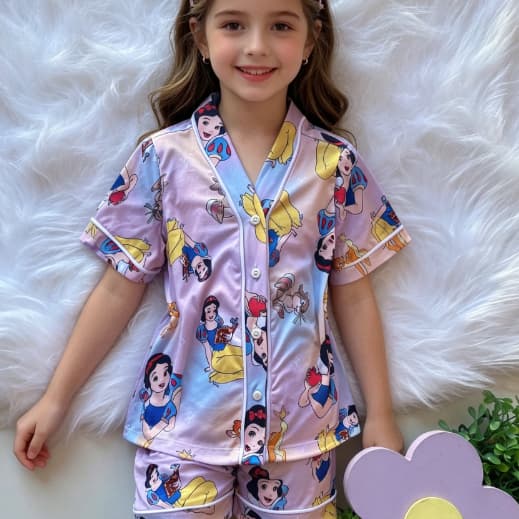 Pijama Americano Infantil Branca de Neve Color