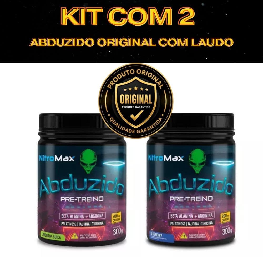 Kit 2 Pré Treino Abduzido Nitromax 300g Beta Alanina Cafeína Taurina Arginina Tirosina Energia Foco Academia Original