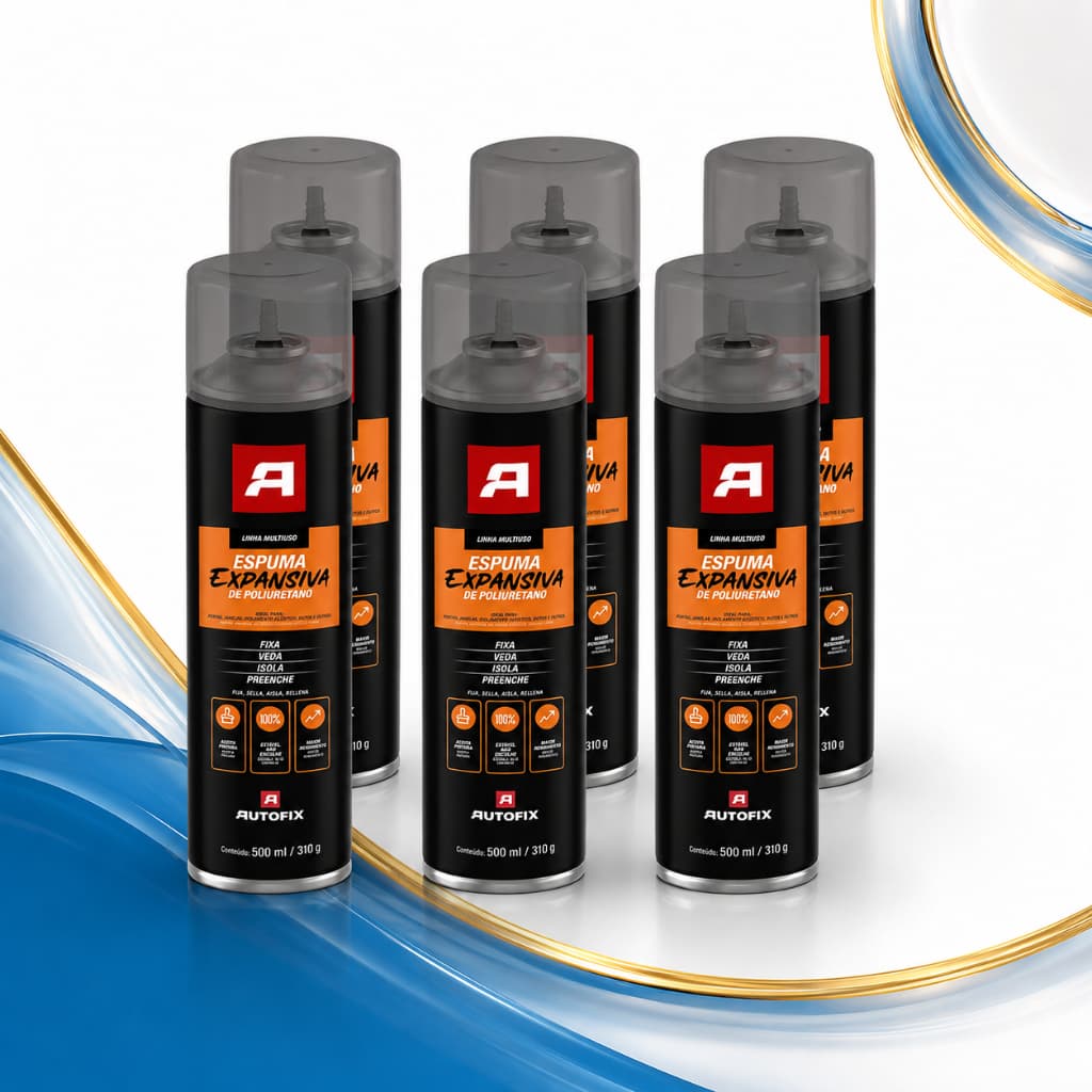 6 Unidades Espuma Expansiva Poliuretano Profissional 500ml/310GR  Auto Fix Profissional