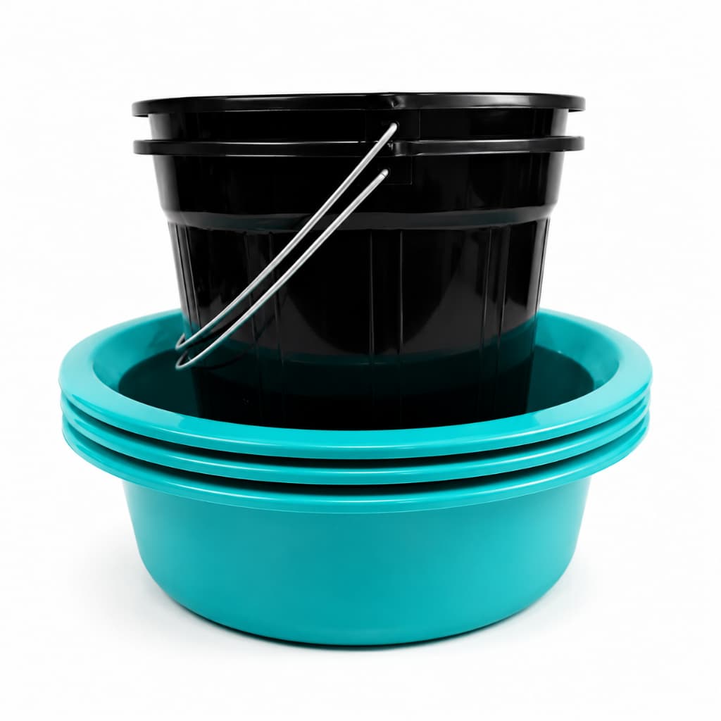 Kit 3 Bacias 4,5 Litros + 2 Baldes 5 Litros | Cozinha, Limpeza e Lavanderia