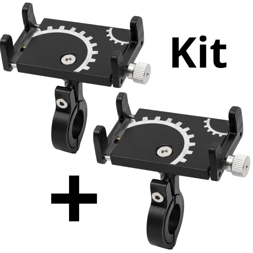 Kit 2 Suportes Celular Bike Moto Alumínio Resistente Ajustável Bicicleta