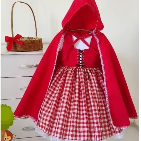 Vestido chapeuzinho vermelho fantasia chapeuzinho