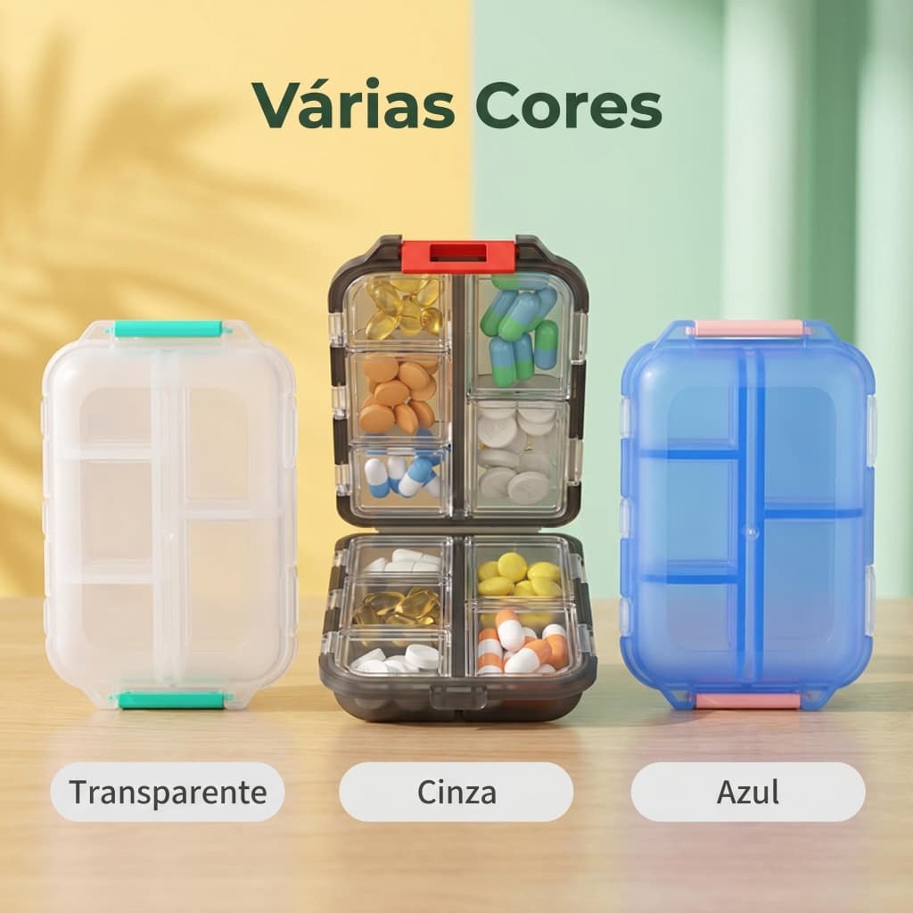 Organizador Pequeno de Medicamentos para Academia e Rotina