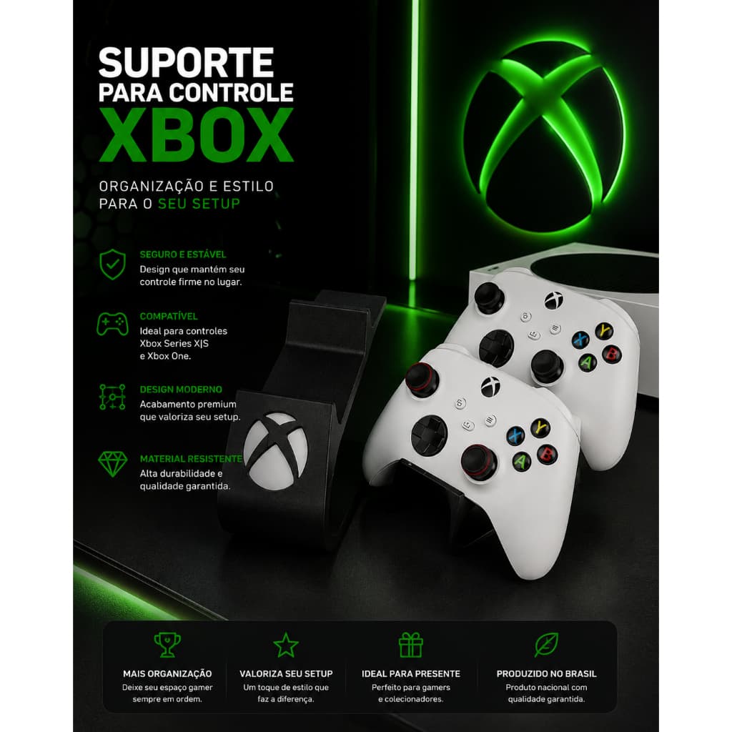 Suporte para Controle Xbox Series X/S, Xbox One e Elite | Organizador de Mesa Gamer