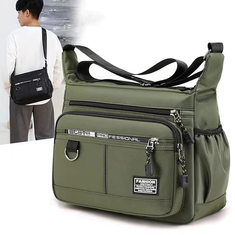Saco Crossbody Masculino Ombro Único Grande Capacidade À Prova d'Água Resistente Multi Bolsos Uso Casual e Negócios