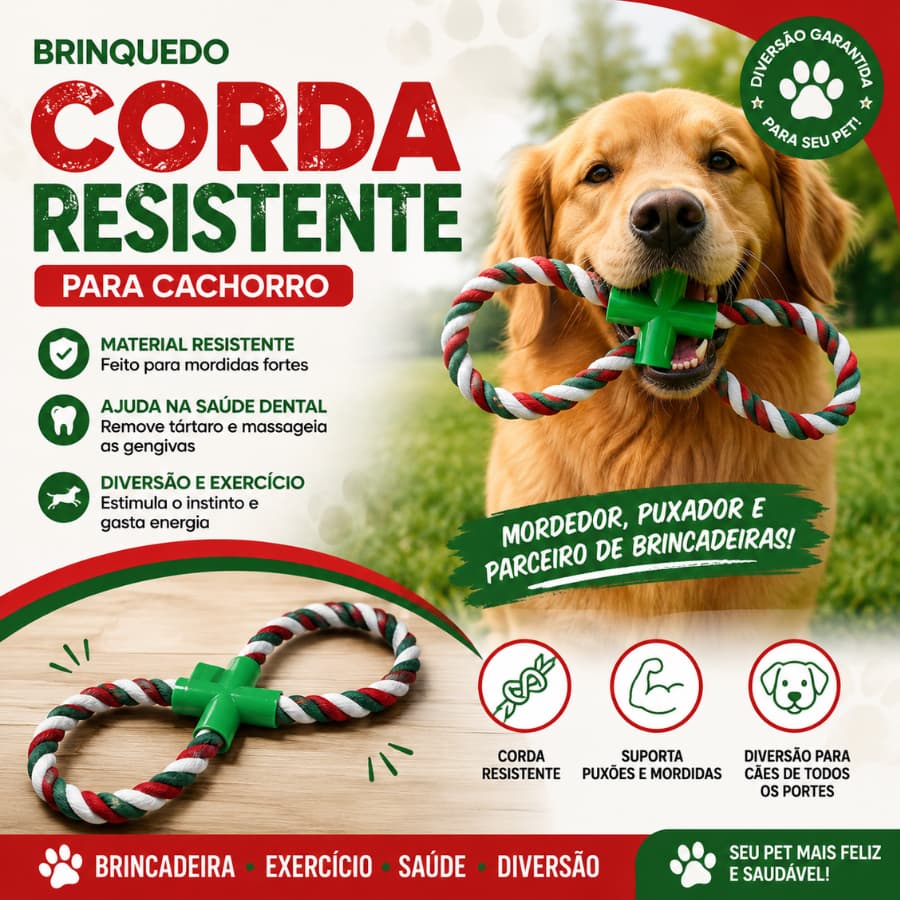 Brinquedo Corda Resistente Para Cachorro Mordedor Puxador Pet Brincadeira Exercício