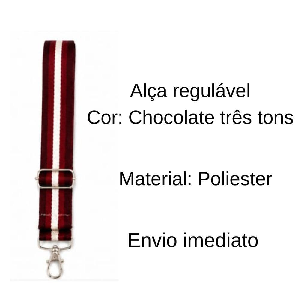 Alça Regulável chocolate três tons em Poliéster 3 cm x 1,20 m – Resistente para Bolsas, Mochilas e Artesanato