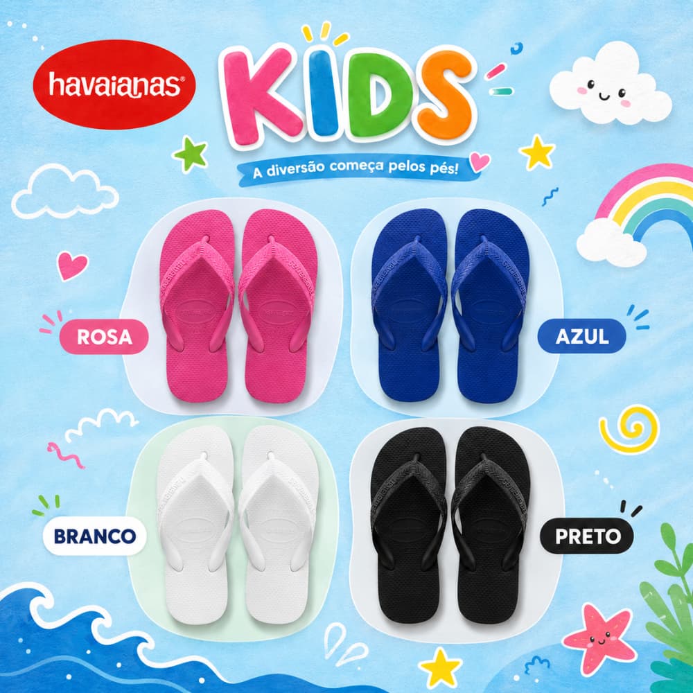 Sandália Chinelo Havaianas Top Infantil Antiderrapante Leve Macia Confortavél Meninos e Meninas Unissex Com Nota Fiscal