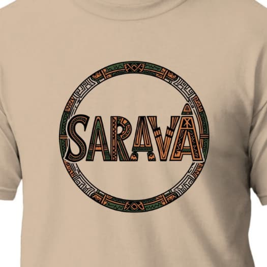 Camiseta algodão adulto Saravá proteção amuleto
