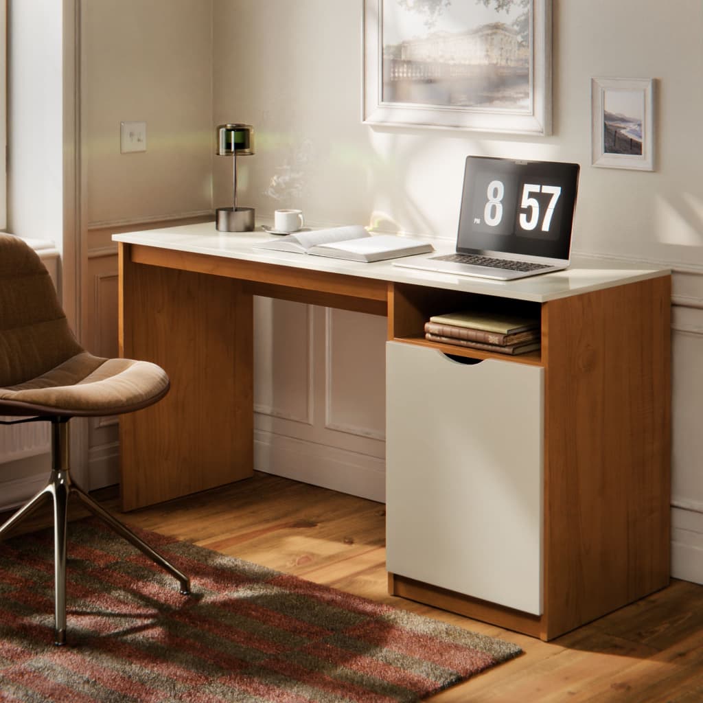Mesa Escrivaninha MAXI Escritório Home Office com Porta e Nicho em MDF Moderna Compacta para Estudos