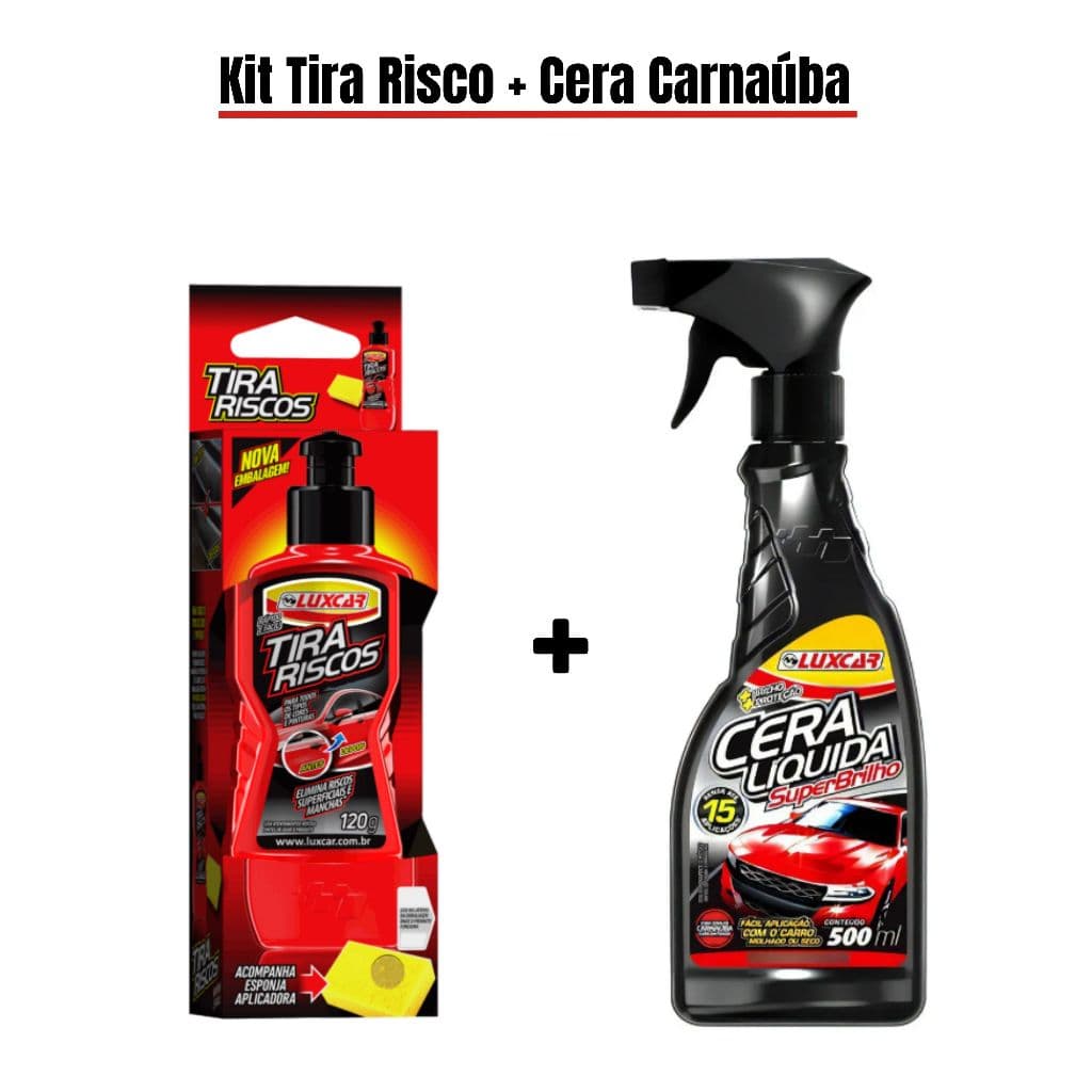 Kit Tira Riscos Elimina Riscos Superficiais + Cera Automotiva De Carnaúba Luxcar