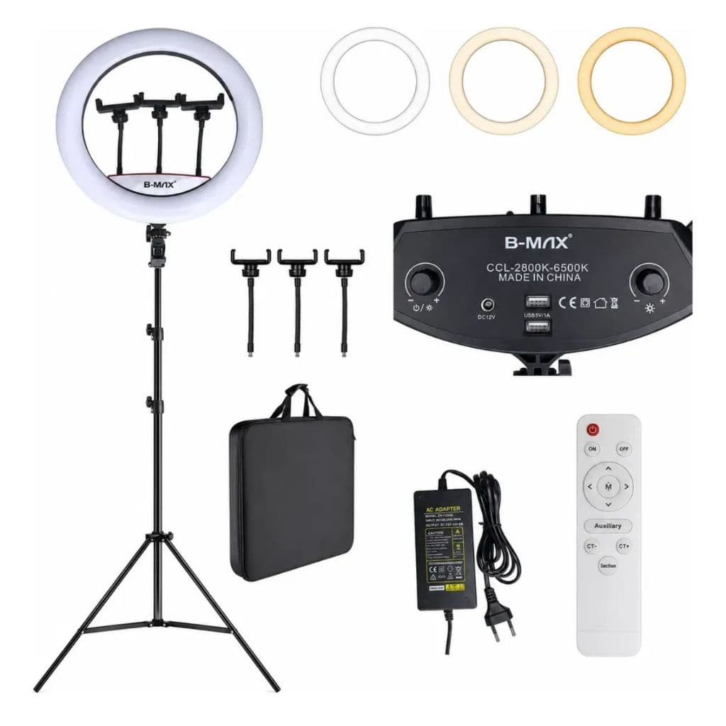 Ring Light LED profissional Original B MAX 18 poregadas 55W Grande forte + controle Tripe Bolsa