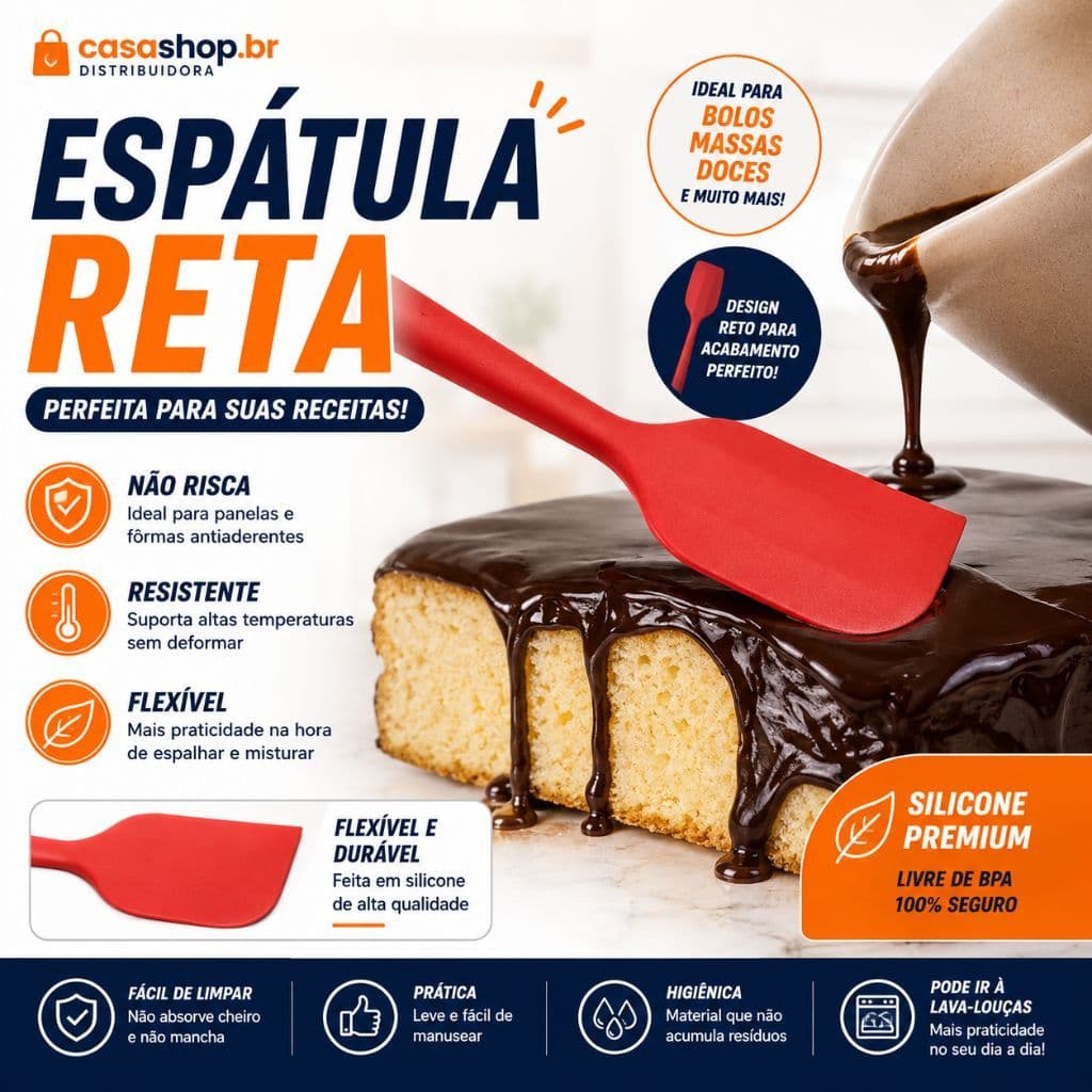Espátula Culinária De Silicone Premium para Cozinha Confeitaria Bolo Antiaderente