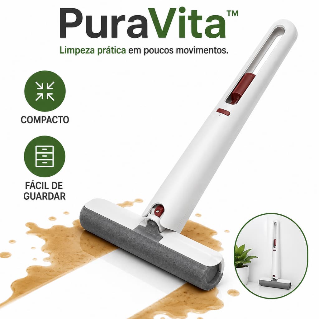 Mini Mop Portátil Esfregão Limpeza Rápida Cabo Ergonômico