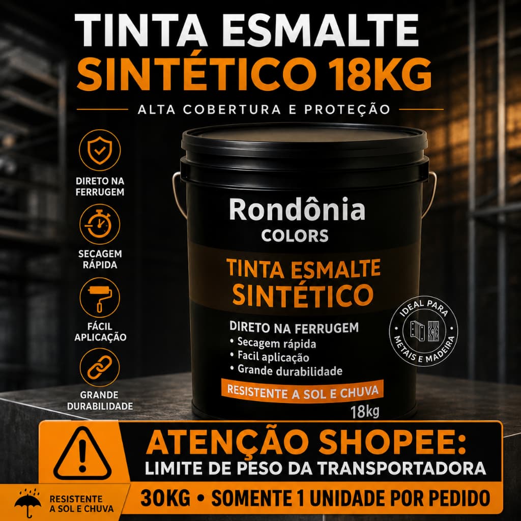 Tinta Esmalte Sintético 18kg Solvente Metal Madeira Ferrugem Cimento Chão Parede Multiuso Cobertura