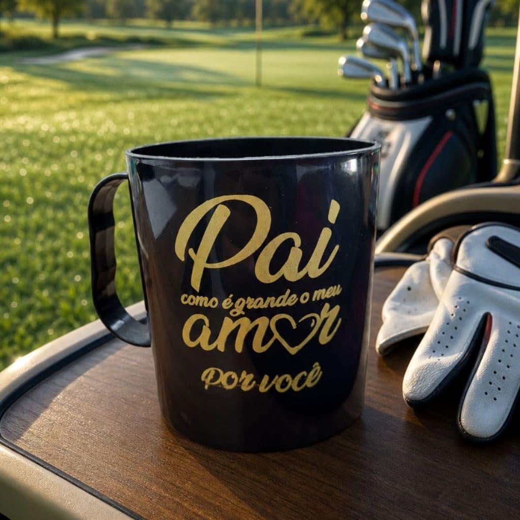 Kit 10 - 50 Caneca Personalizada Dia dos Pais Lembrancinha 400ml Plástico Presente Preta